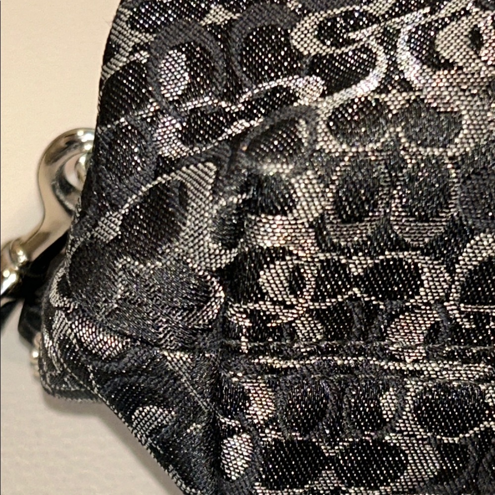 Coach Optic C Mini Signature Lurex Black Wristlet Clutch - Picture 9 of 17